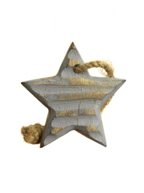 Szürke fa csillag madzagon – 6 cm