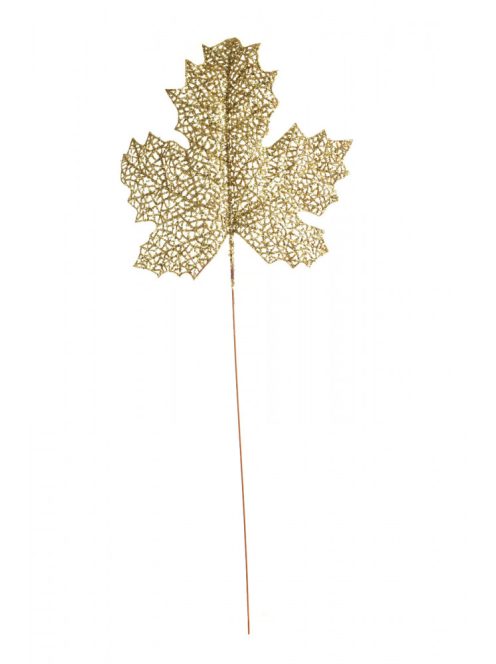 Csillogó falevél pálcán dekoráció – ezüst, 55 cm