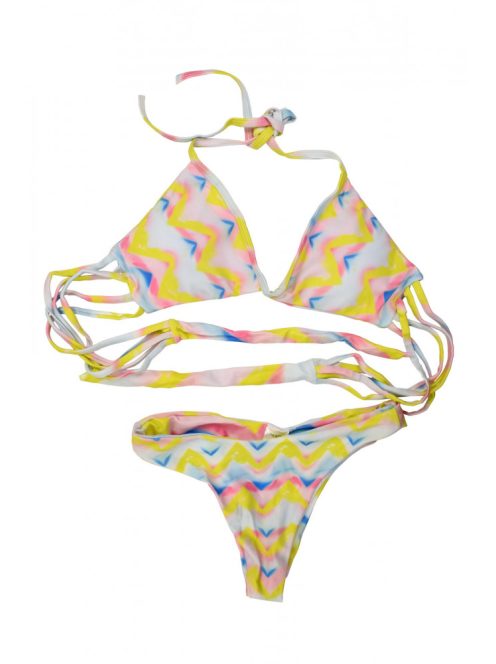 Carib citrom-kék-fehér női bikini – M