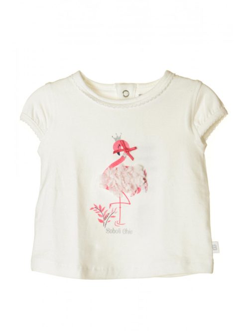 Boboli fehér, flamingós bébi lány póló – 62
