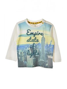 OVS fehér, New York mintás fiú felső – 74