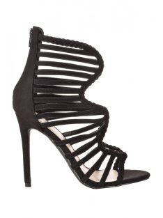 Missguided fekete, bársonyos női szandál – 39