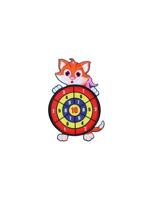 Állatos darts játék tépőzáras labdákkal – macska