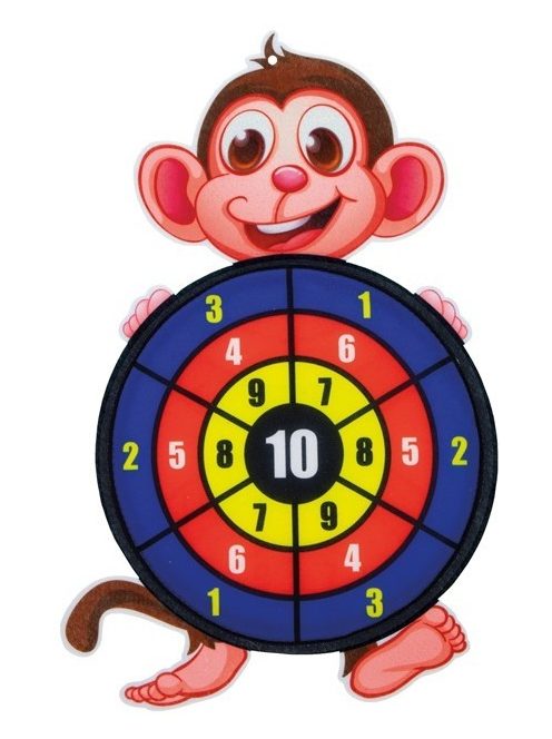 Állatos darts játék tépőzáras labdákkal – majom