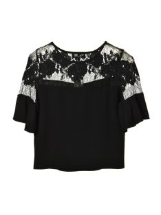 Lost Ink fekete, csipkés női felső – XL