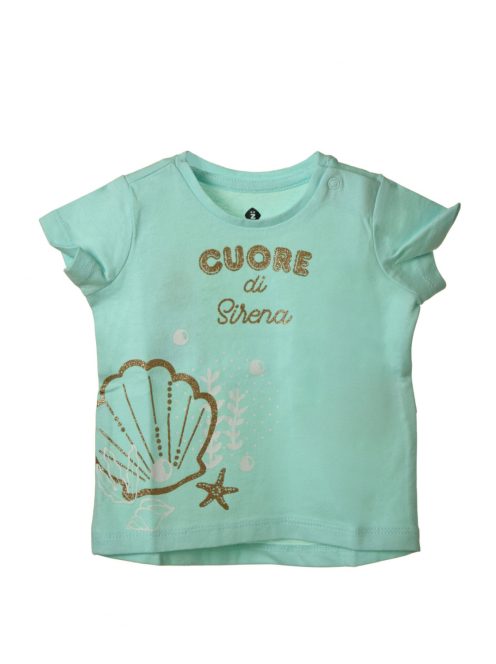 Grain de blé világoskék, csillogó baba lány póló – 59 cm