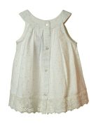 Grain de blé fehér, pöttyös baba ruha – 68 cm