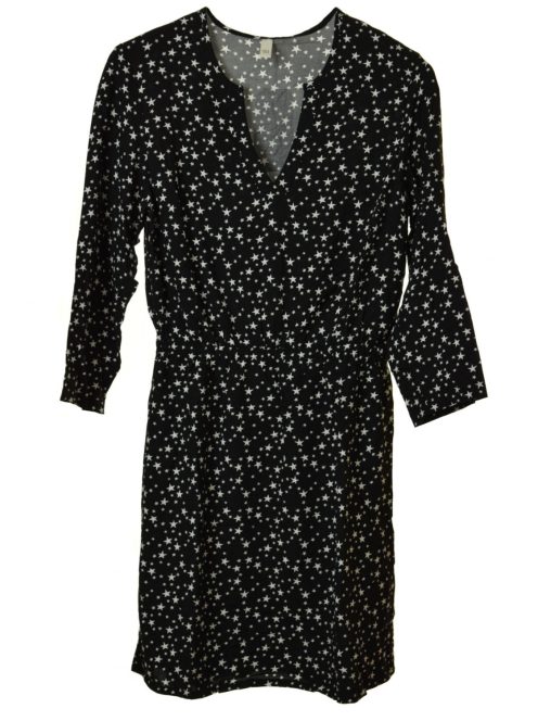 Q/S fekete, csillag mintás női ruha – 36