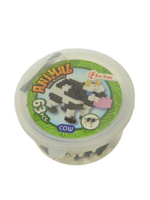 Animal mini blocks állatos építő játékok – tehén, 63 db