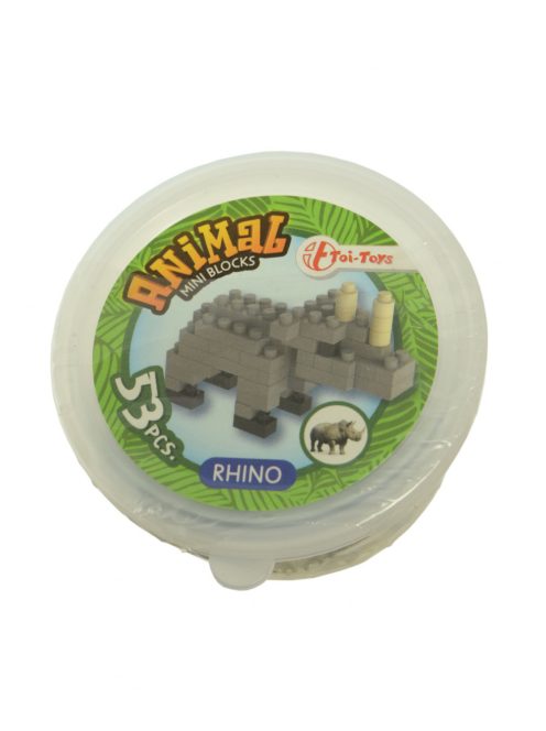Animal mini blocks állatos építő játékok – rinocérosz, 53 db