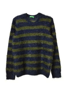 Benetton kék-zöld csíkos lány kötött pulóver