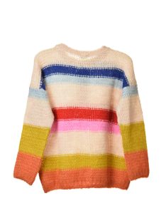 Benetton színes csíkos, kötött lány pulóver – 100 cm