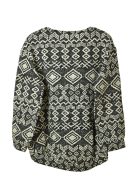 Sisley fekete, mintás lány pulóver – 120 cm