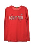 Benetton piros, hosszú ujjú lány felső – 130 cm