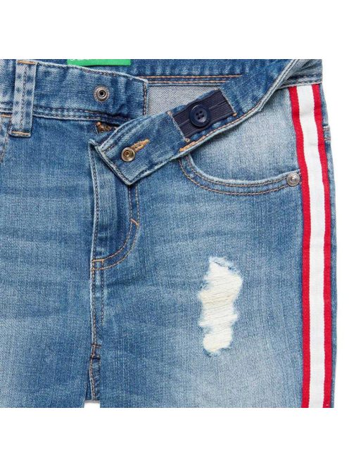 Benetton kék fiú farmernadrág díszcsíkkal – 110 cm