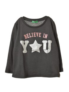   Benetton sötétszürke, csillogó bébi lány póló – 82 cm
