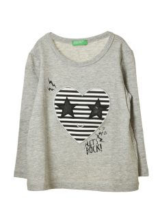   Benetton szürke, szíves, hosszú ujjú lány póló – 82 cm