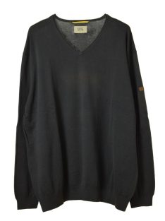 Camel sötétszürke, V-nyakú férfi pulóver