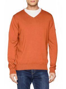 Camel narancssárga, V-nyakú férfi pulóver