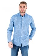 Camel kék, modern fit, mintás férfi ing