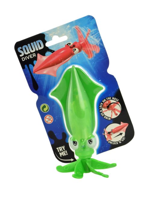 Aqua Fun felhúzós tintahal fürdőjáték – 15 cm, zöld