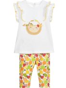 Mayoral fehér, fodros lány póló és gyümölcsös leggings szett – 70 cm