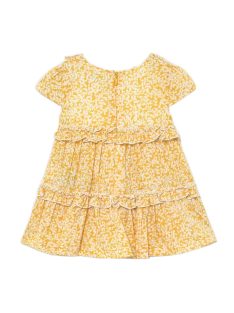 Mayoral sárga, mintás, fodros bébi lány ruha – 68 cm