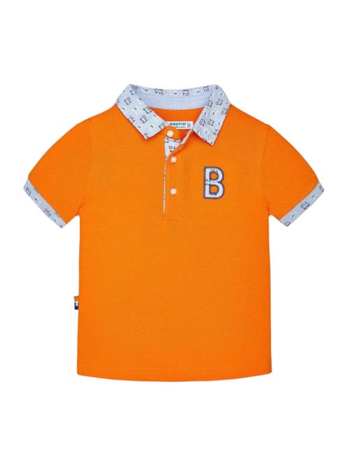 Mayoral narancssárga, ing galléros fiú póló – 80 cm