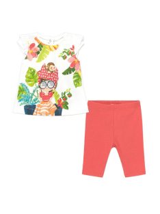   Mayoral fehér póló és korall leggings bébi lány szett – 68 cm