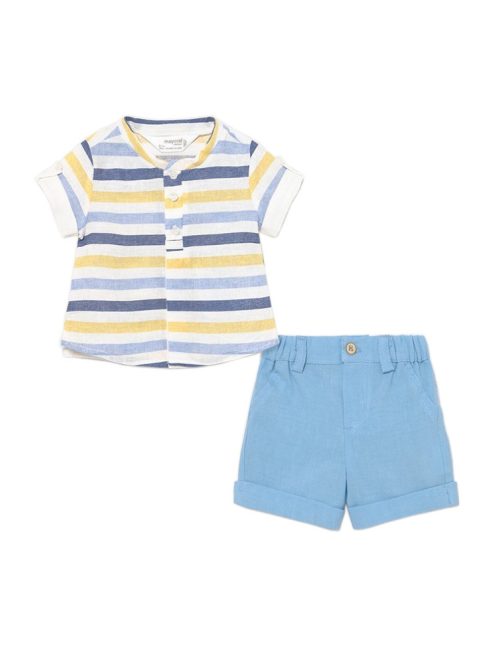 Mayoral kék bébi fiú ingpóló és rövidnadrág szett – 70 cm
