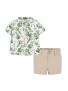 Mayoral trópusi mintás, len fiú ing és rövidnadrág szett – 70 cm