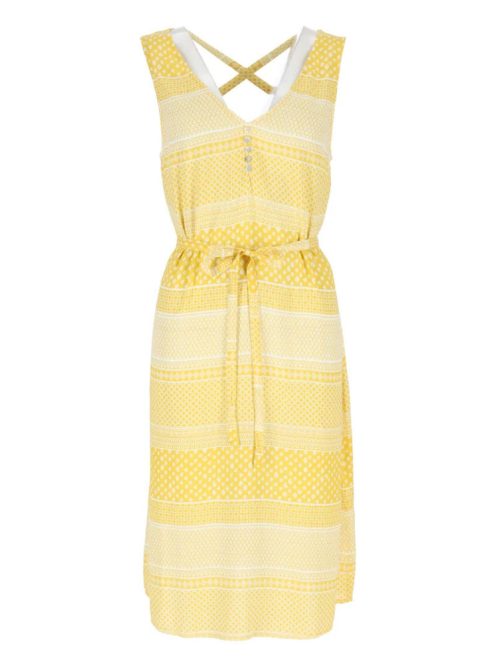 s. Oliver sárga, mintás, ujjatlan női nyári ruha – 42