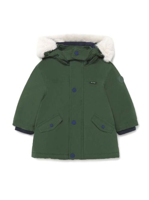 Mayoral zöld, műszőrmés bébi fiú kabát – 68 cm