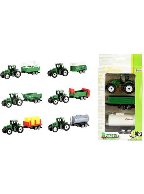 Toi-toys traktor játék 2 utánfutóval – 7 cm