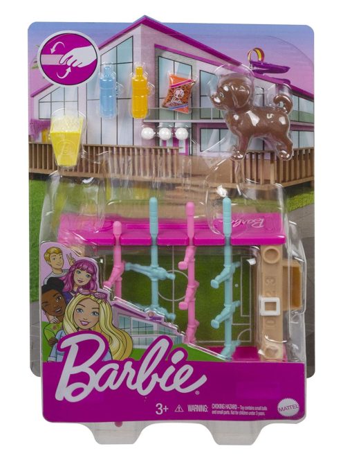 Barbie baba kiegészítő szett – csocsó asztal, kutya