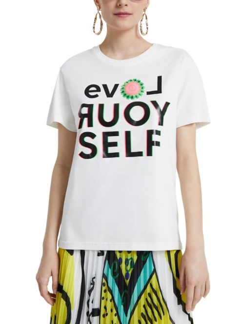 Desigual Love yourself fehér női póló – L