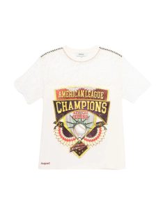 Desigual Champions krémszínű, csipkés női póló – S