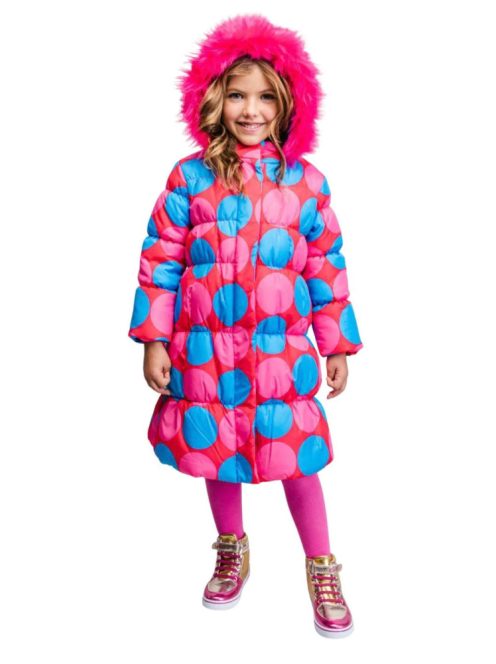 Rosalita Pointrose színes pöttyös lány téli kabát – 116 cm