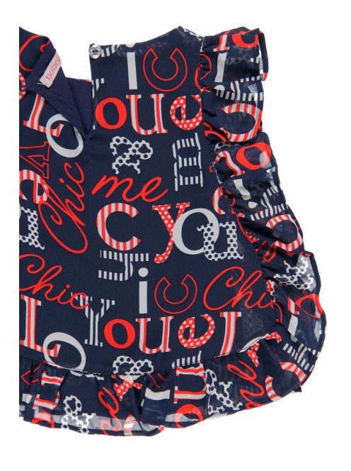 Boboli sötétkék, mintás, fodros lány blúz – 162 cm