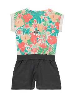 Boboli szürke, trópusi mintás lány overál – 104 cm