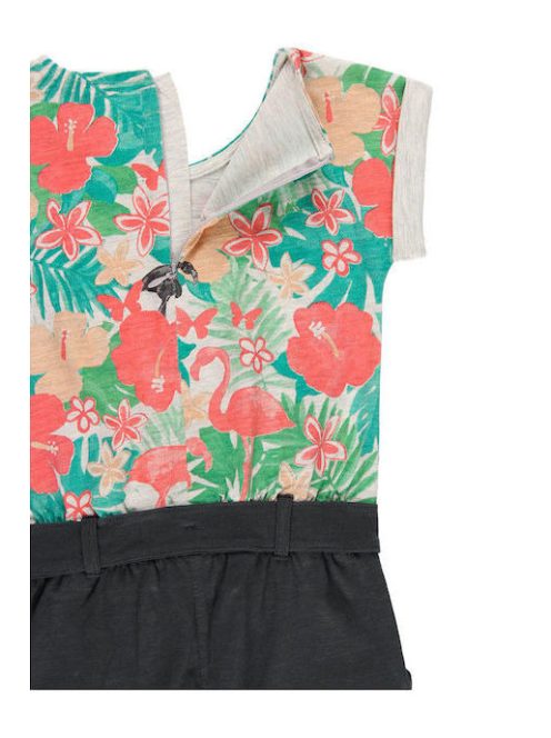 Boboli szürke, trópusi mintás lány overál – 104 cm