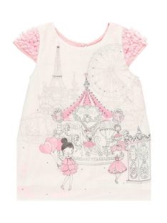 Boboli fehér, rózsaszín baba ruha – 74 cm