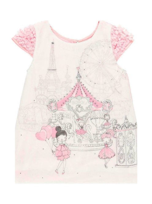Boboli fehér, rózsaszín baba ruha – 74 cm