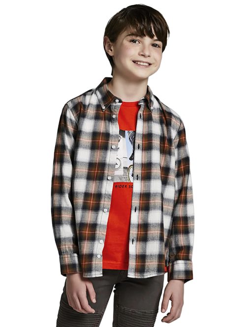 Mayoral barna kockás, hosszú ujjú fiú ing – 128 cm