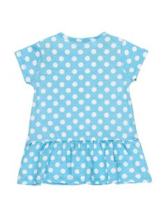   Boboli világoskék, pöttyös, pamut lány ruha bugyival – 80 cm