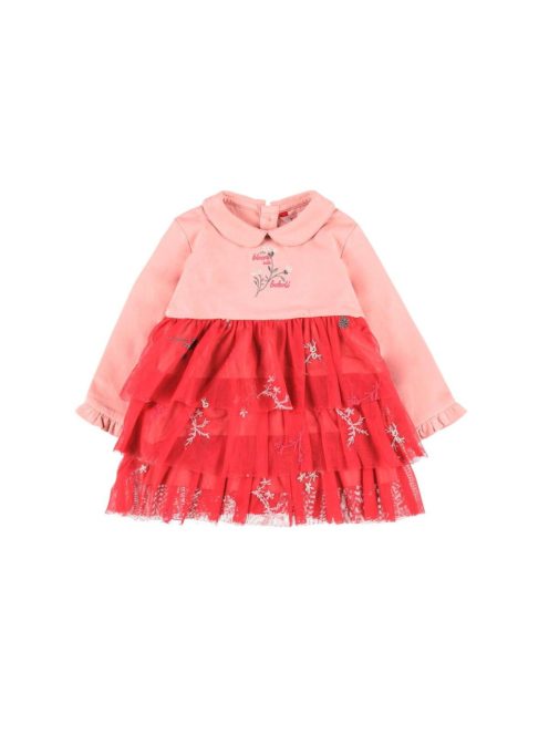 Boboli rózsaszín-piros, tüllös lány ruha – 104 cm