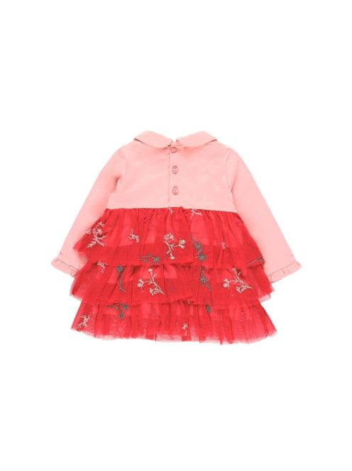 Boboli rózsaszín-piros, tüllös lány ruha – 104 cm