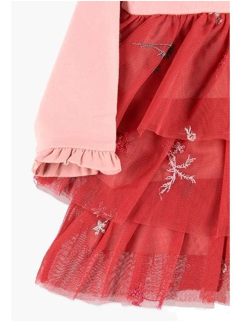 Boboli rózsaszín-piros, tüllös lány ruha – 104 cm
