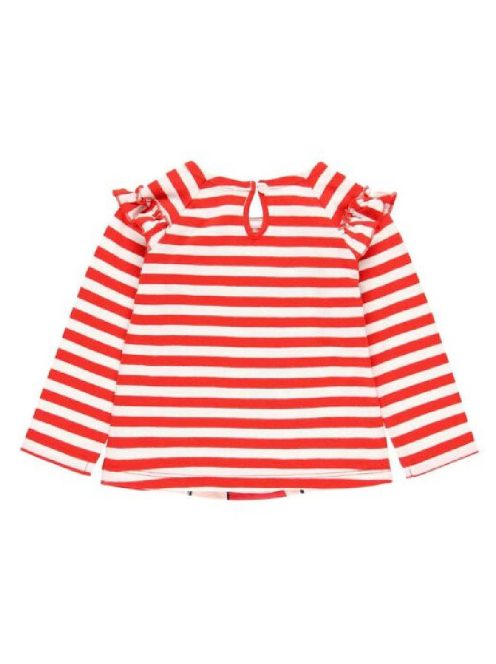 Boboli piros csíkos, fodros lány felső – 80 cm
