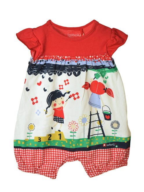 Boboli piros, mintás lány napozó – 3 hó